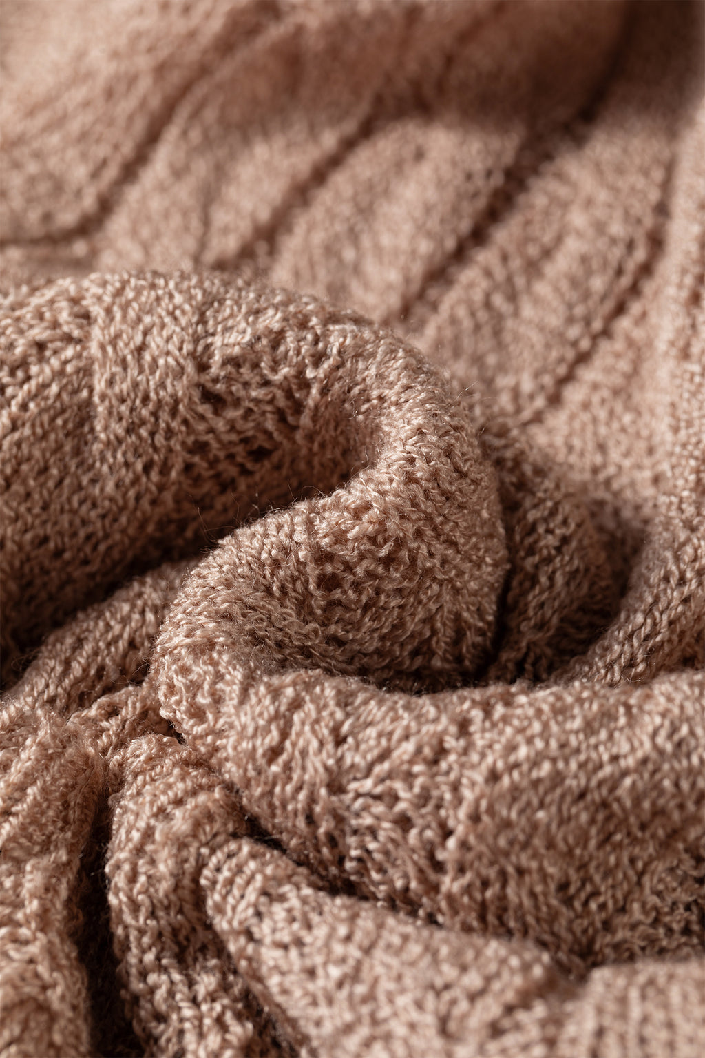 Old Rose Drop Shoulder Crochet Knit Open Front Cardigan