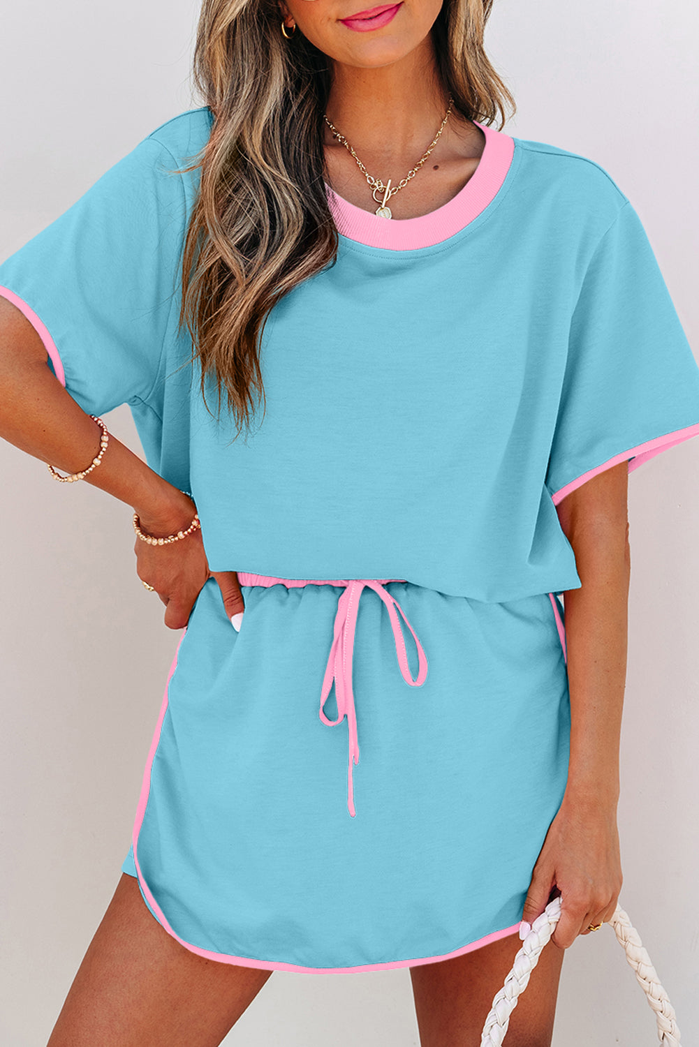 Turquoise Shirt and Skort 2pcs Set