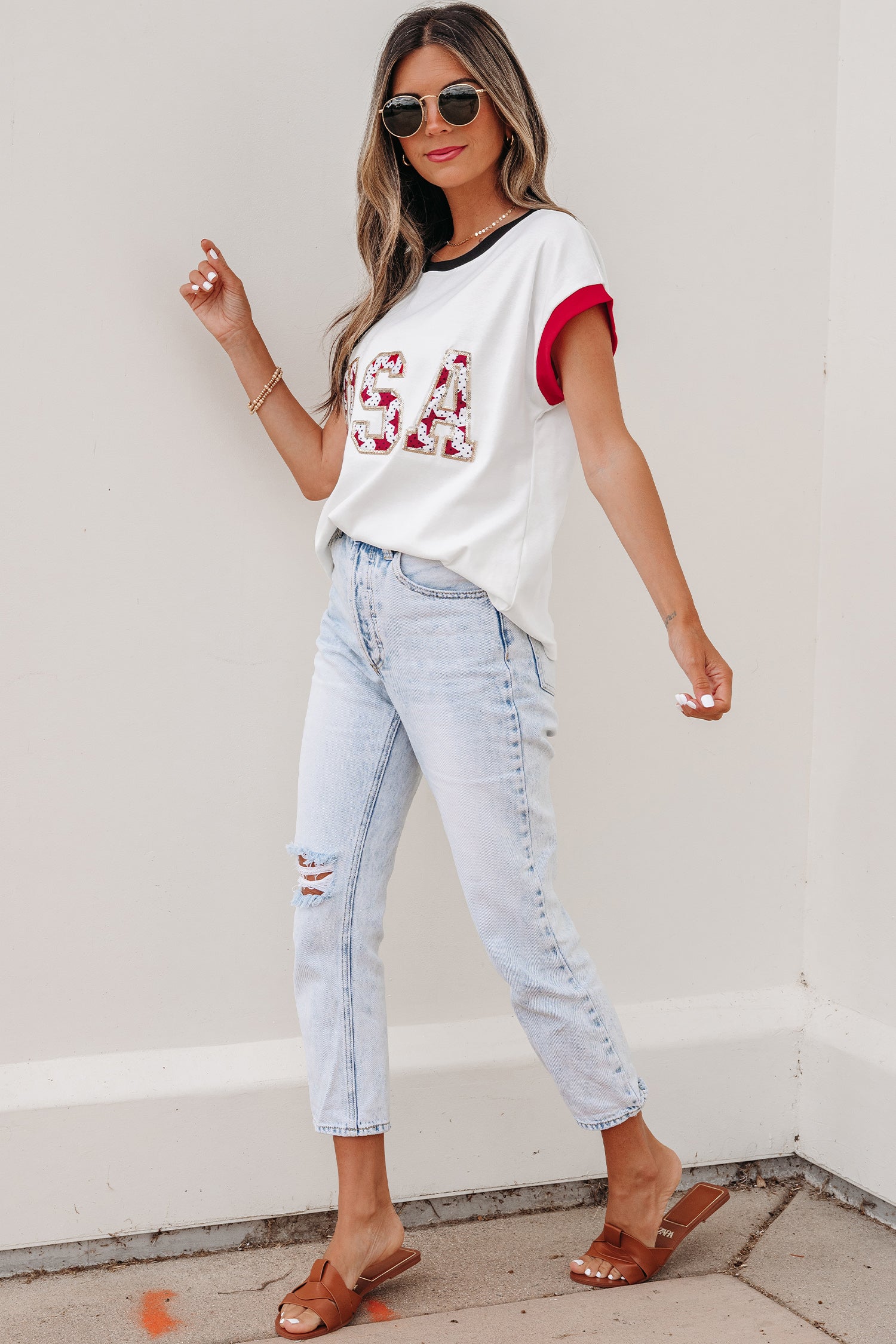 White USA Sequin Shirt