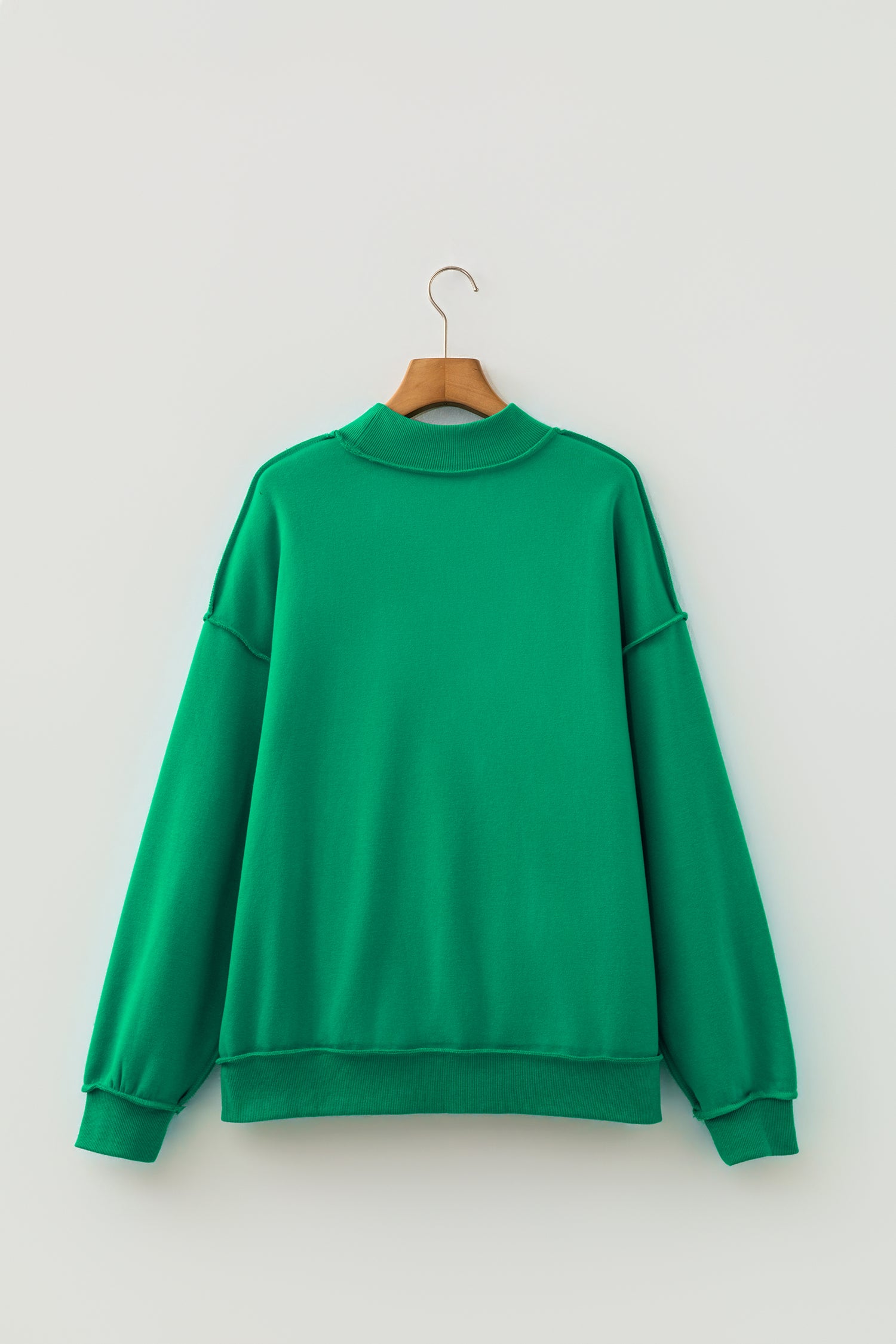 Red Dahlia Oversize Drop Shoulder Reversible Mock Neck Sweatshirt
