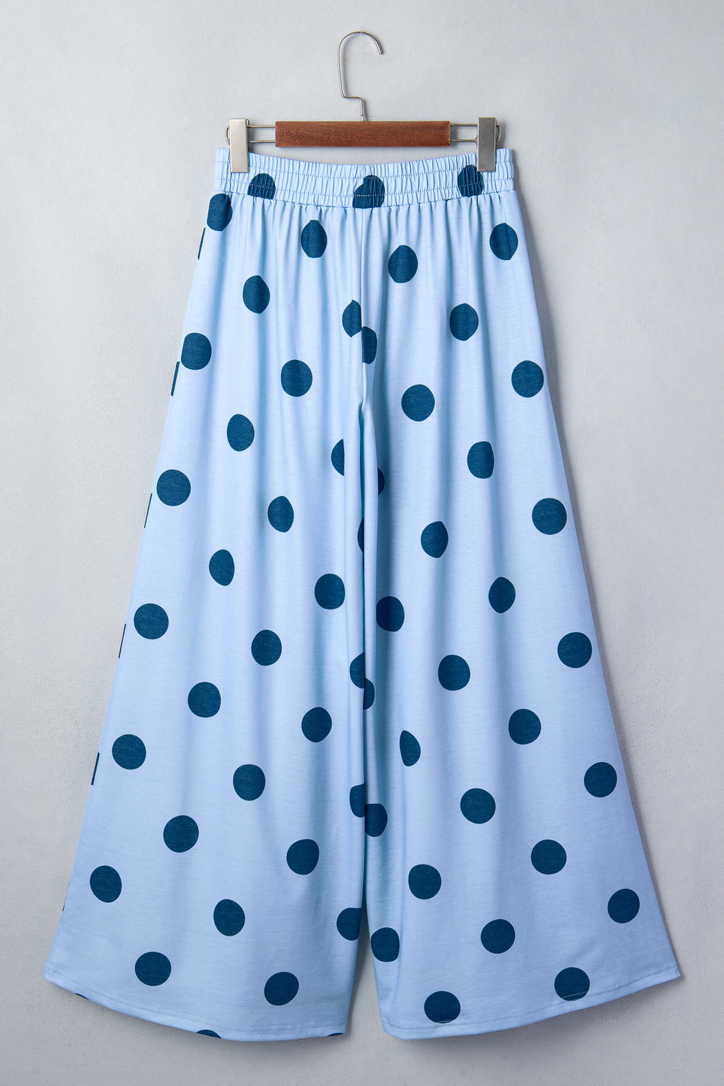 Brown Polka Dot Wide Leg Elastic Waist Casual Pants