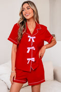 Cherry Bow Satin PJ Set