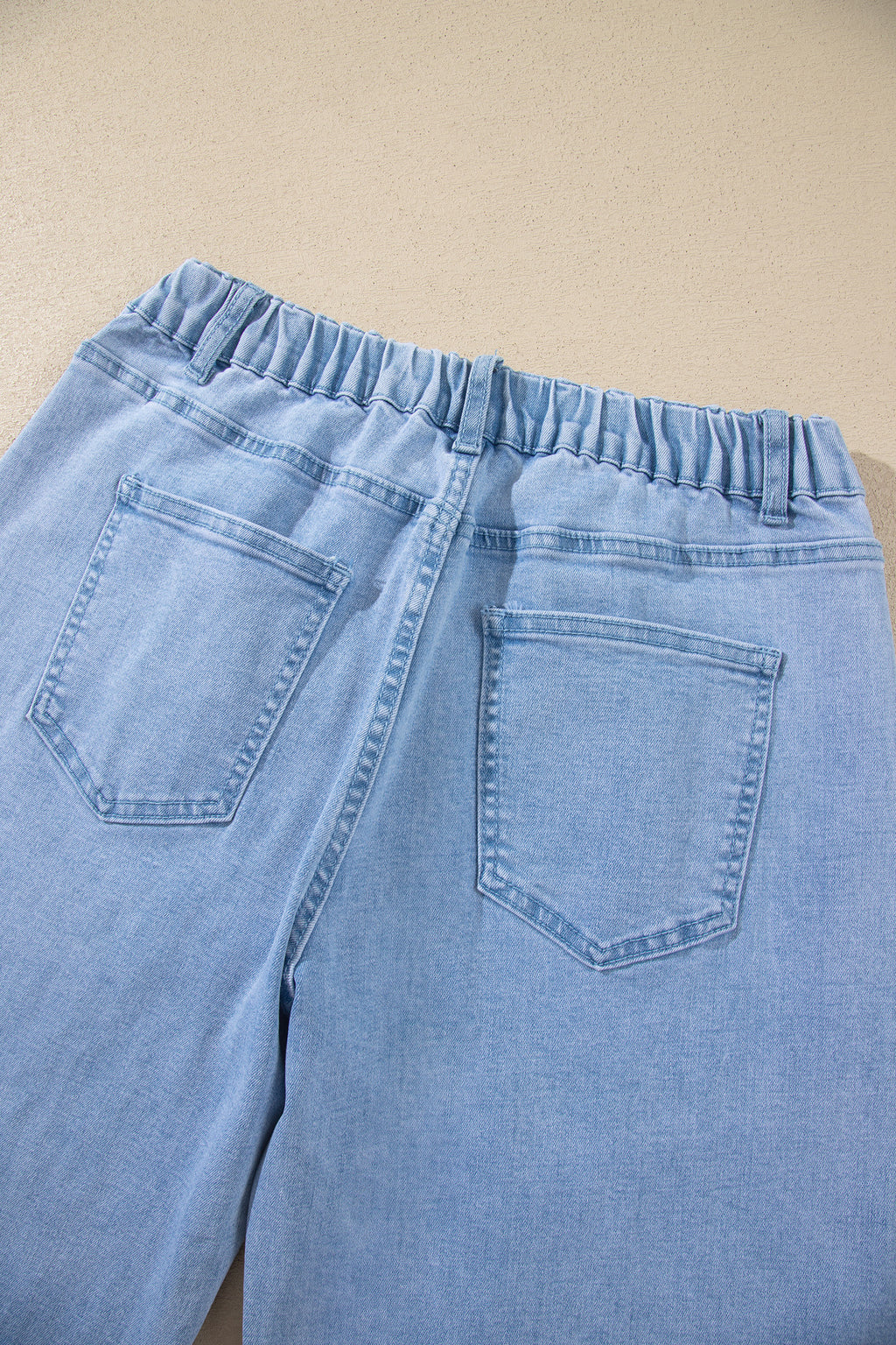 Four Leaf Clover Solid Color Square Patch Pocket Ankle-length Barrel Jeans