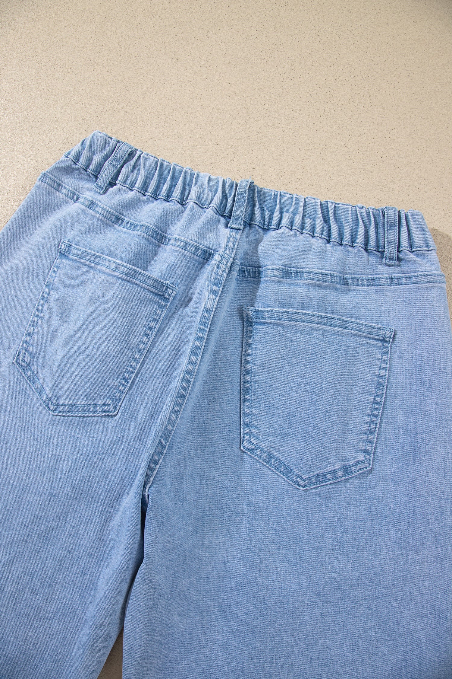 Four Leaf Clover Solid Color Square Patch Pocket Ankle-length Barrel Jeans