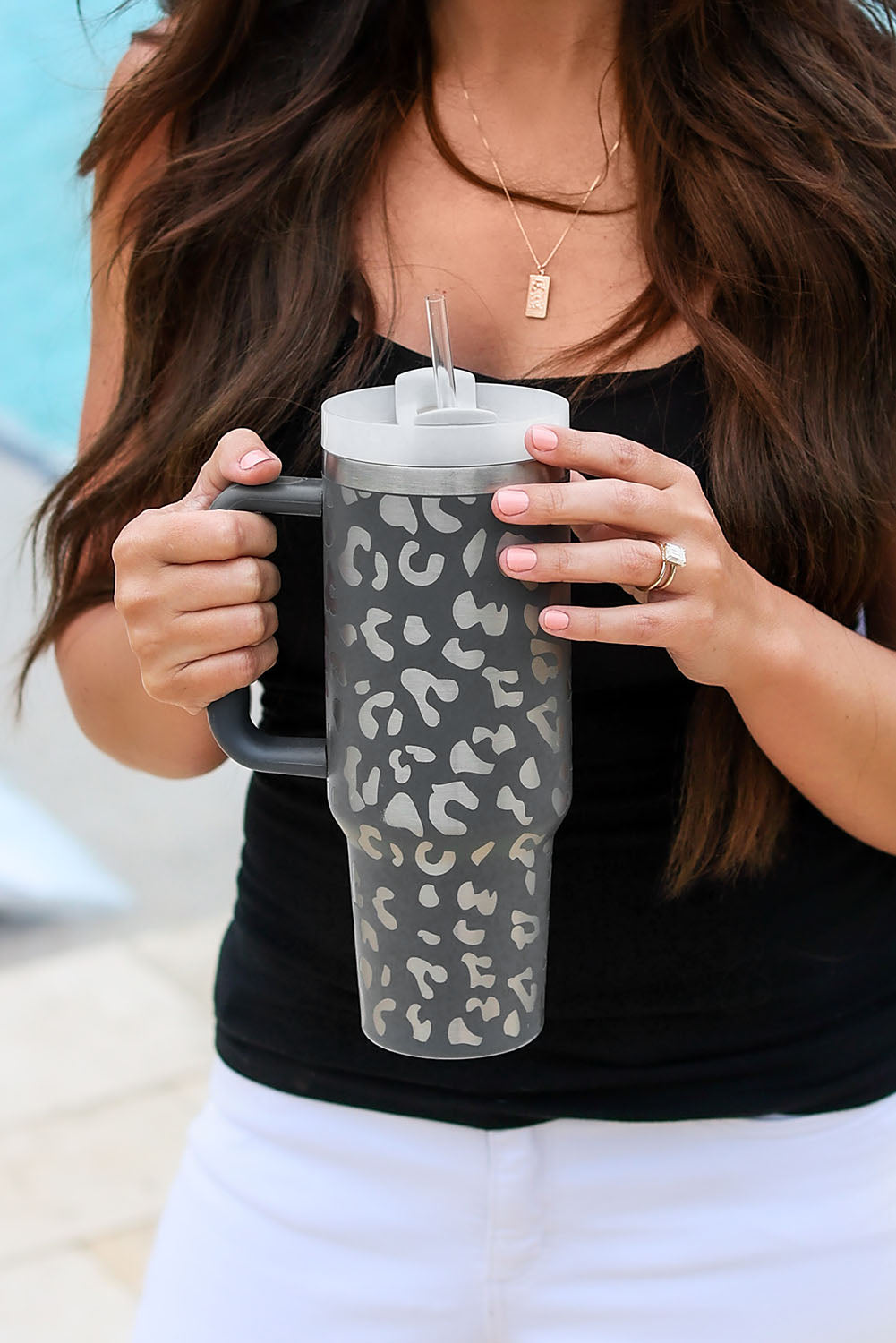 Gray Leopard Tumbler 40oz