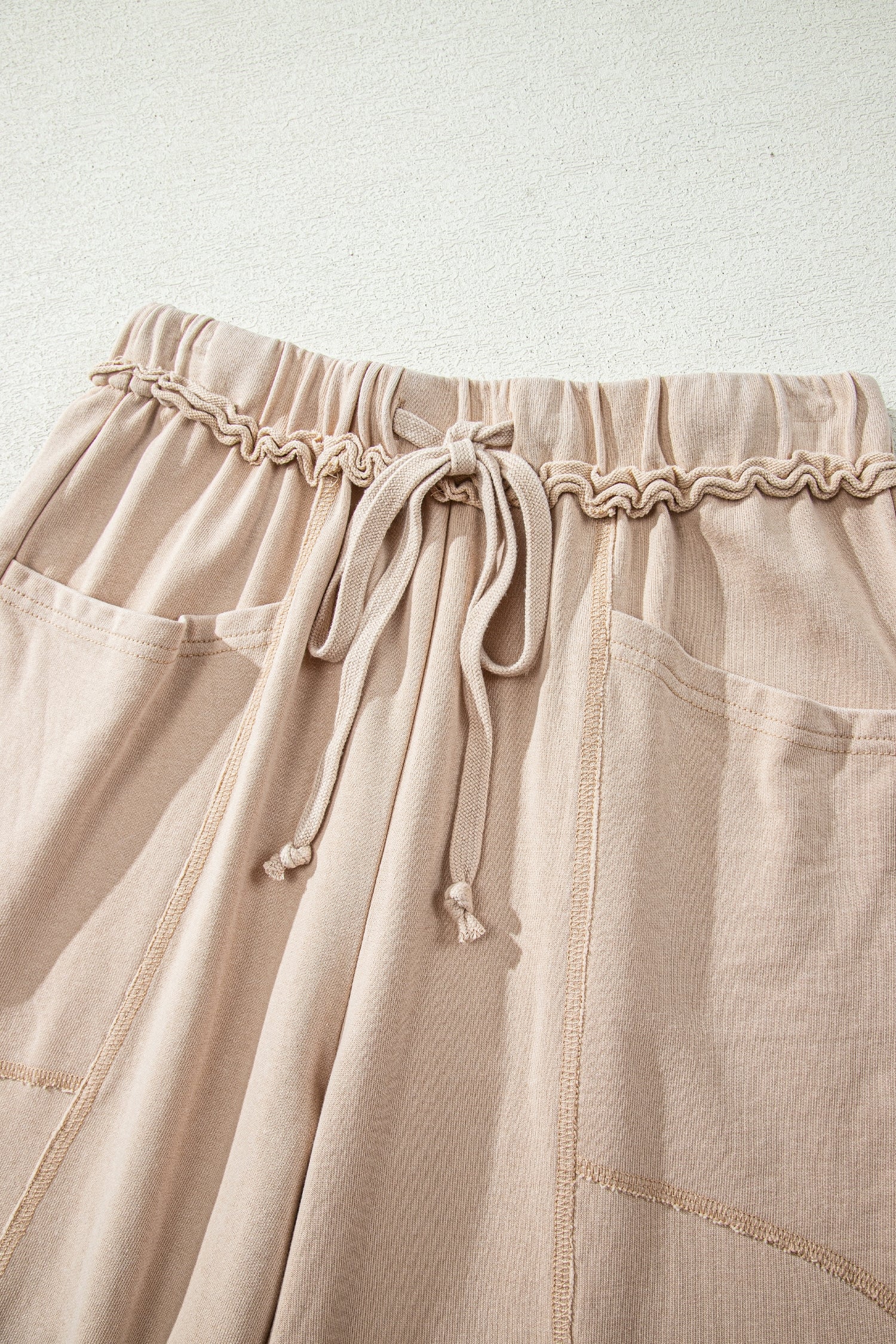 Smoke Gray Mineral Wash Drawstring Retro High Waist Wide Leg Western Pants