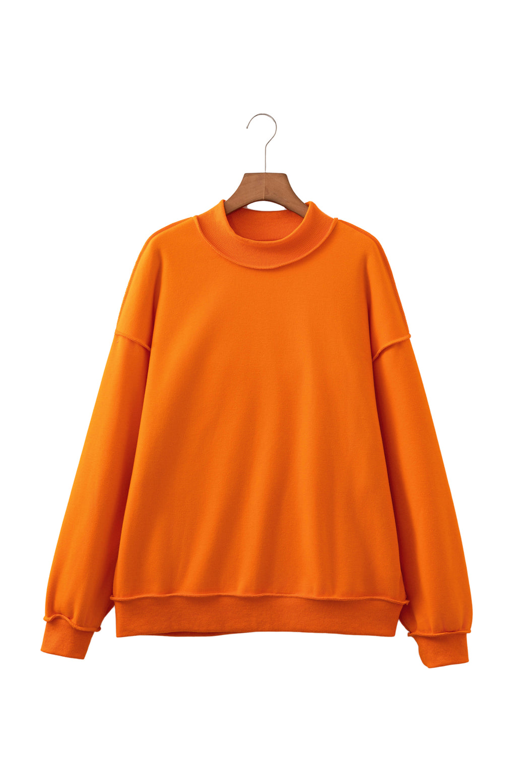 Red Dahlia Oversize Drop Shoulder Reversible Mock Neck Sweatshirt
