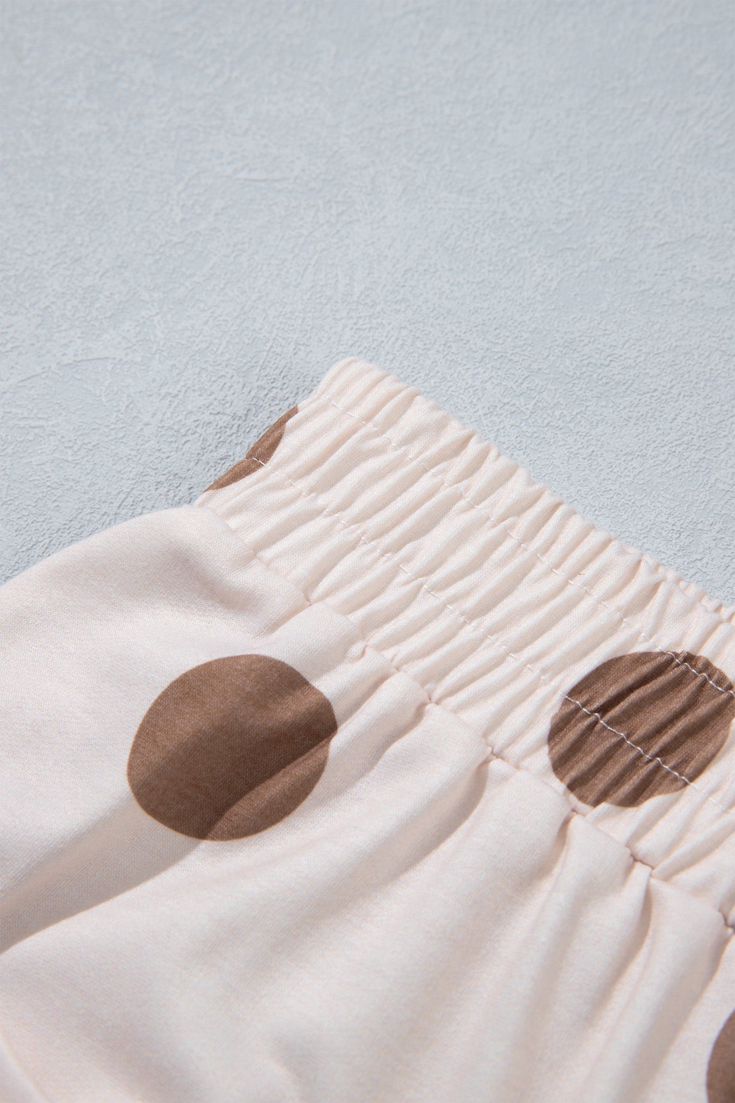 Brown Polka Dot Wide Leg Elastic Waist Casual Pants
