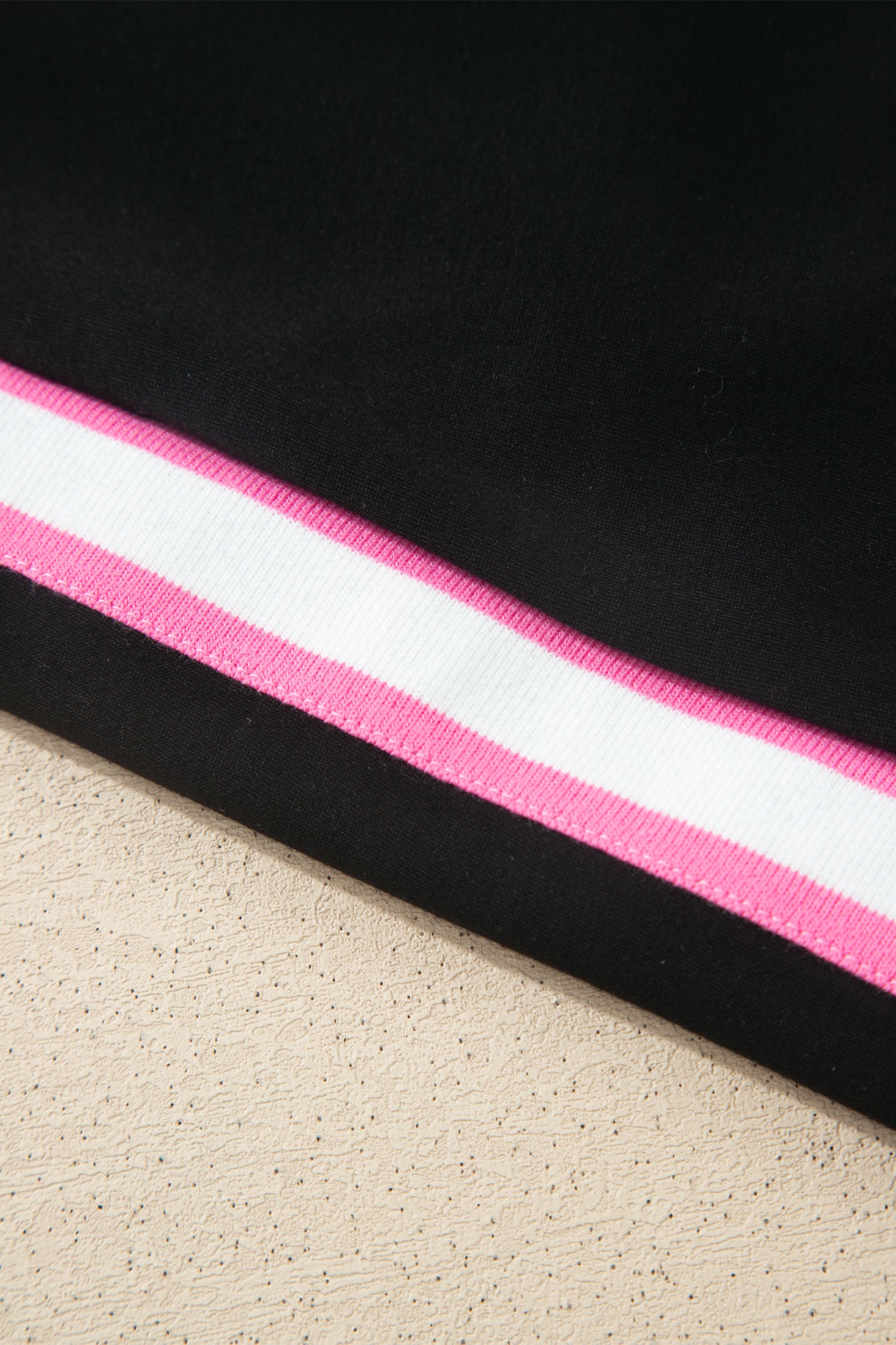 Black Preppy Striped Trim V Neck Polo Tee Drawstring Skirt Set
