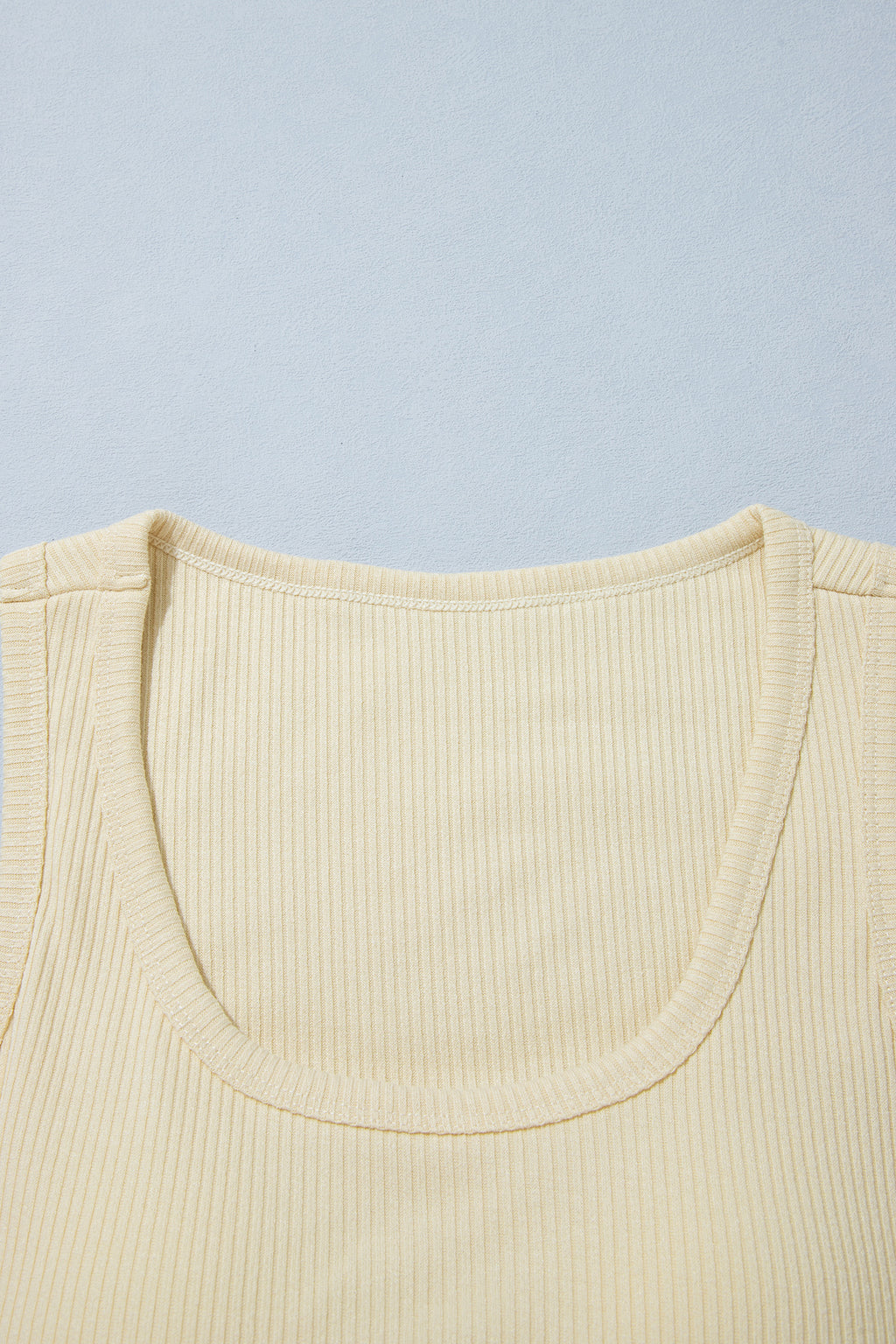 Beige Ribbed Knit Sweet Lace Hem Vest