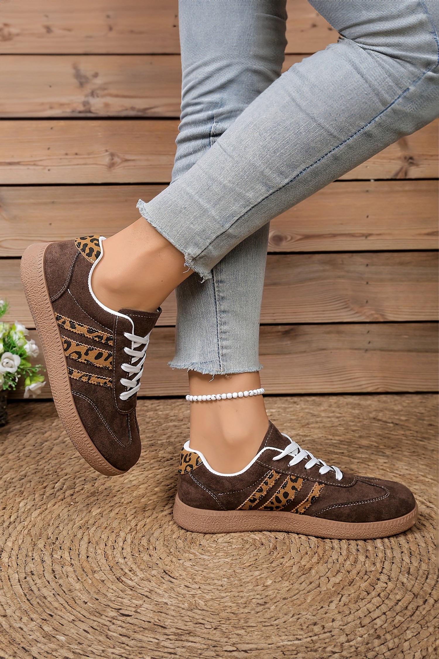 Southern Chic Leopard Lace-Up Sneakers