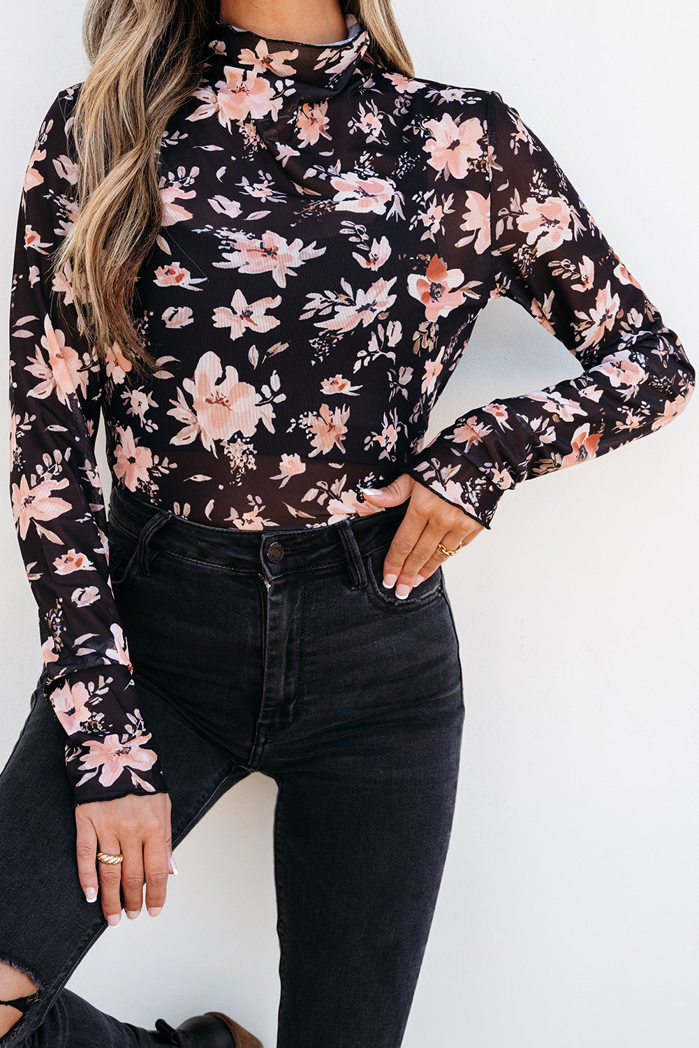 Floral Mesh Top