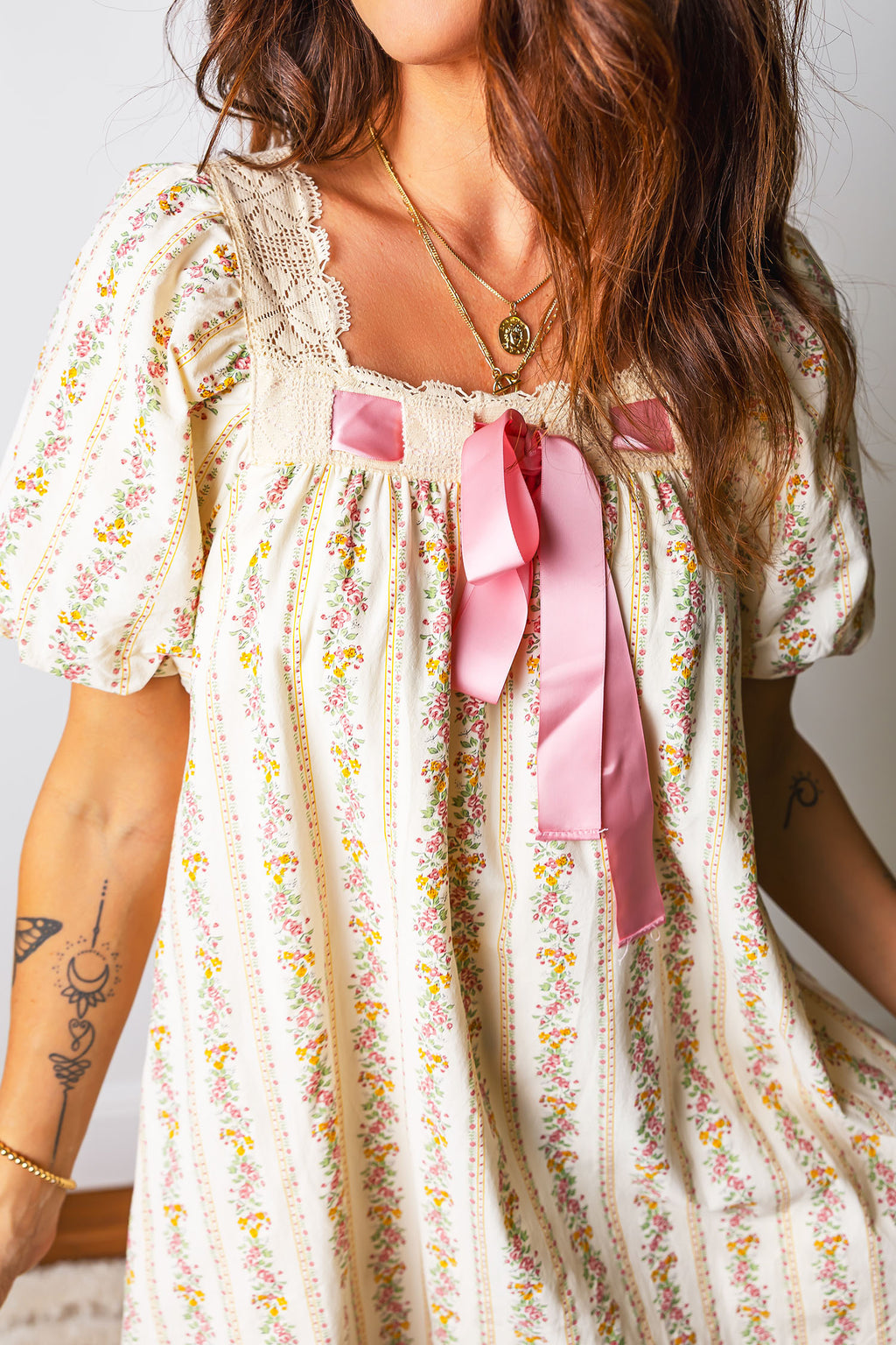 Floral Print Square Neck Mini Dress