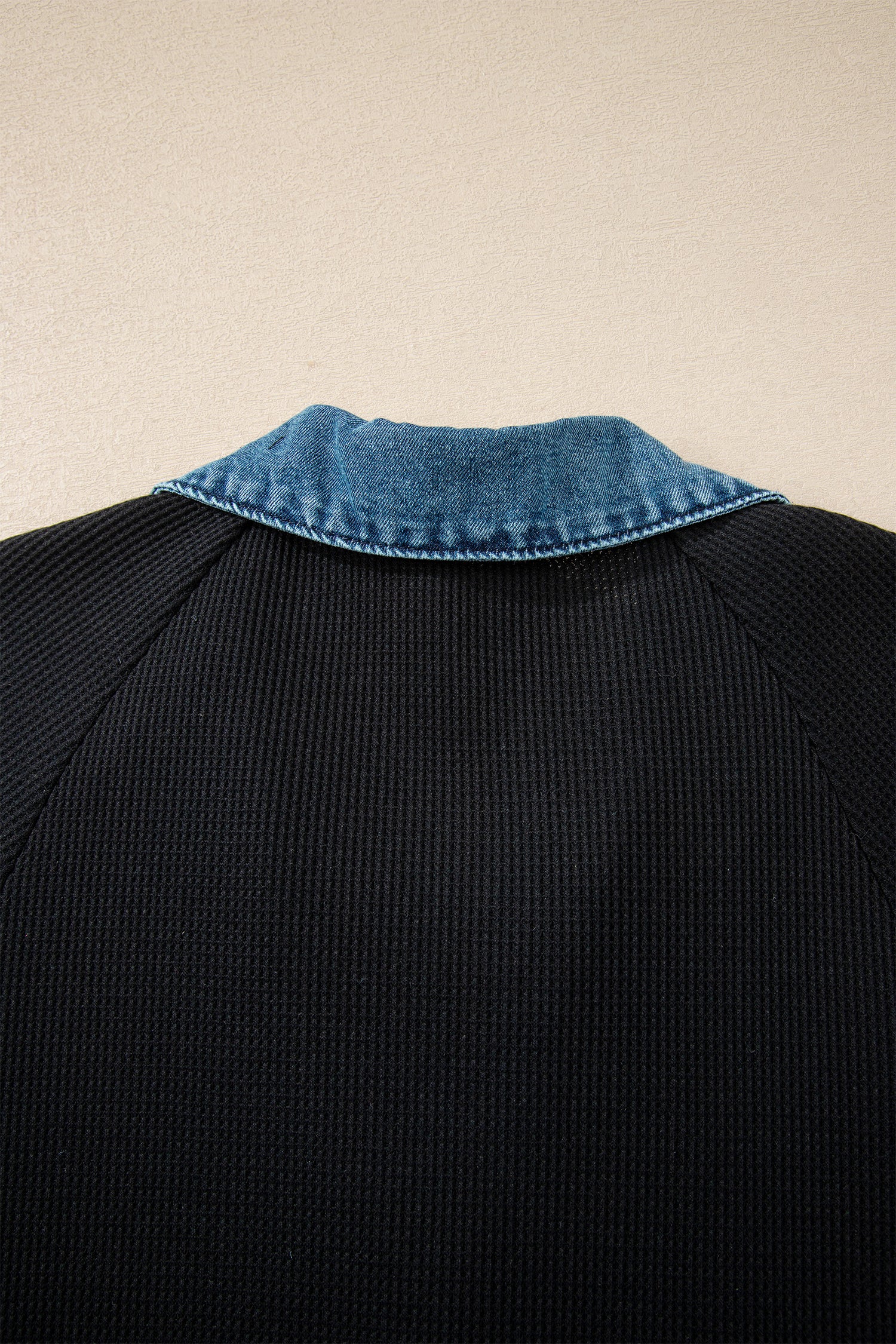 Waffle Knit Denim Polo Tee Dress