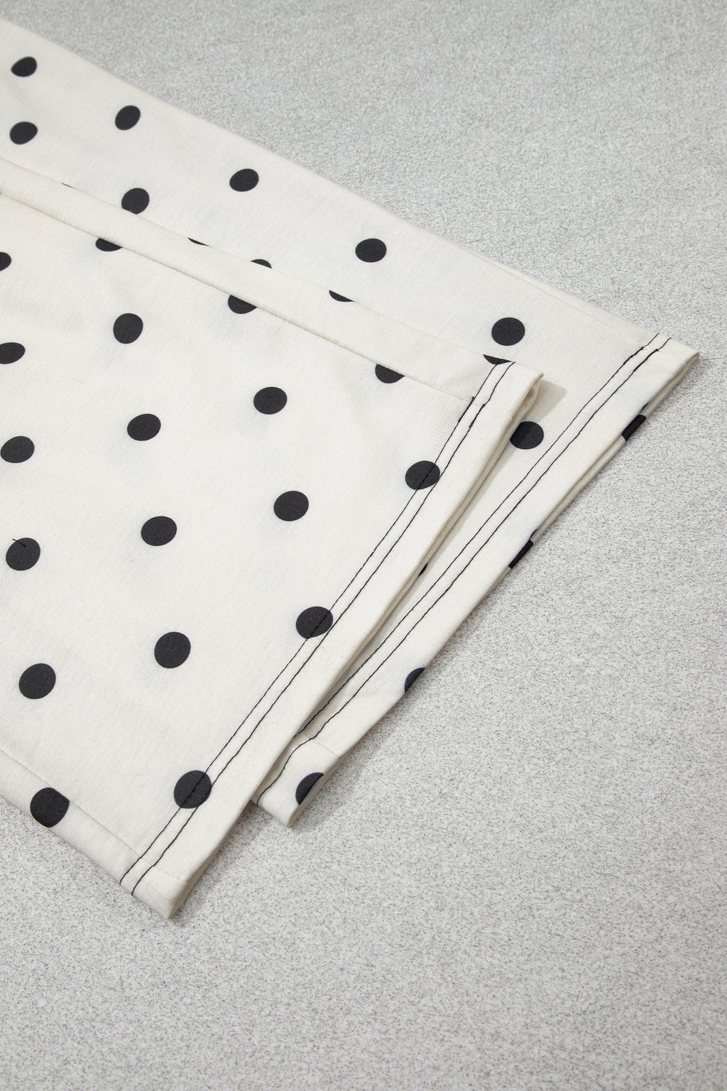 Beige Polka Dot Half Sleeve Loose Top Elastic Waist Casual Pants Set