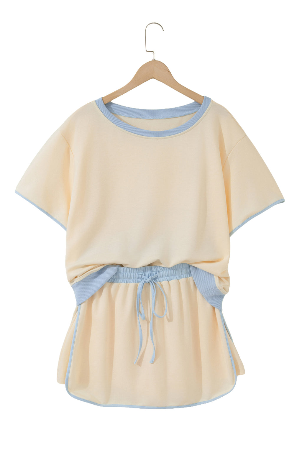 Moonlight Jade Colorblock Edge Drop Shoulder T Shirt and Skort 2Pcs Set