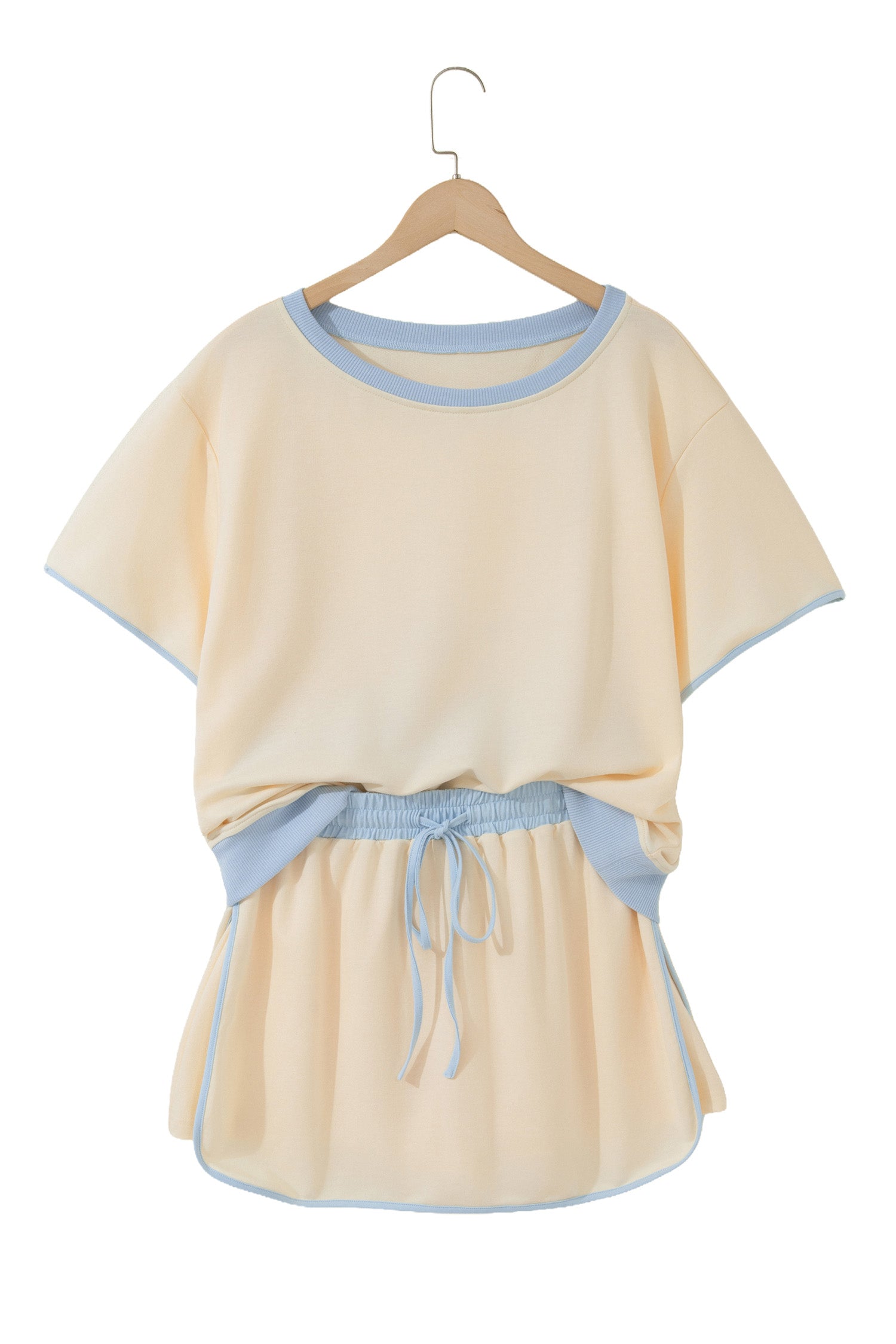 Moonlight Jade Colorblock Edge Drop Shoulder T Shirt and Skort 2Pcs Set